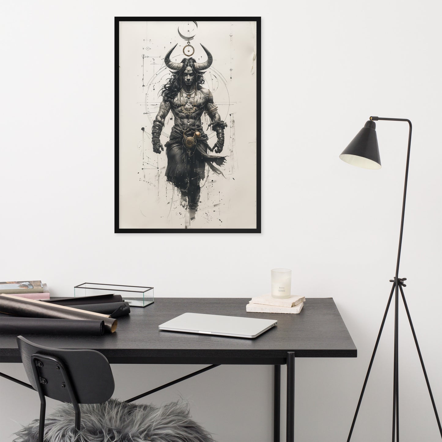 Framed poster - Ink Shadows - Taurus