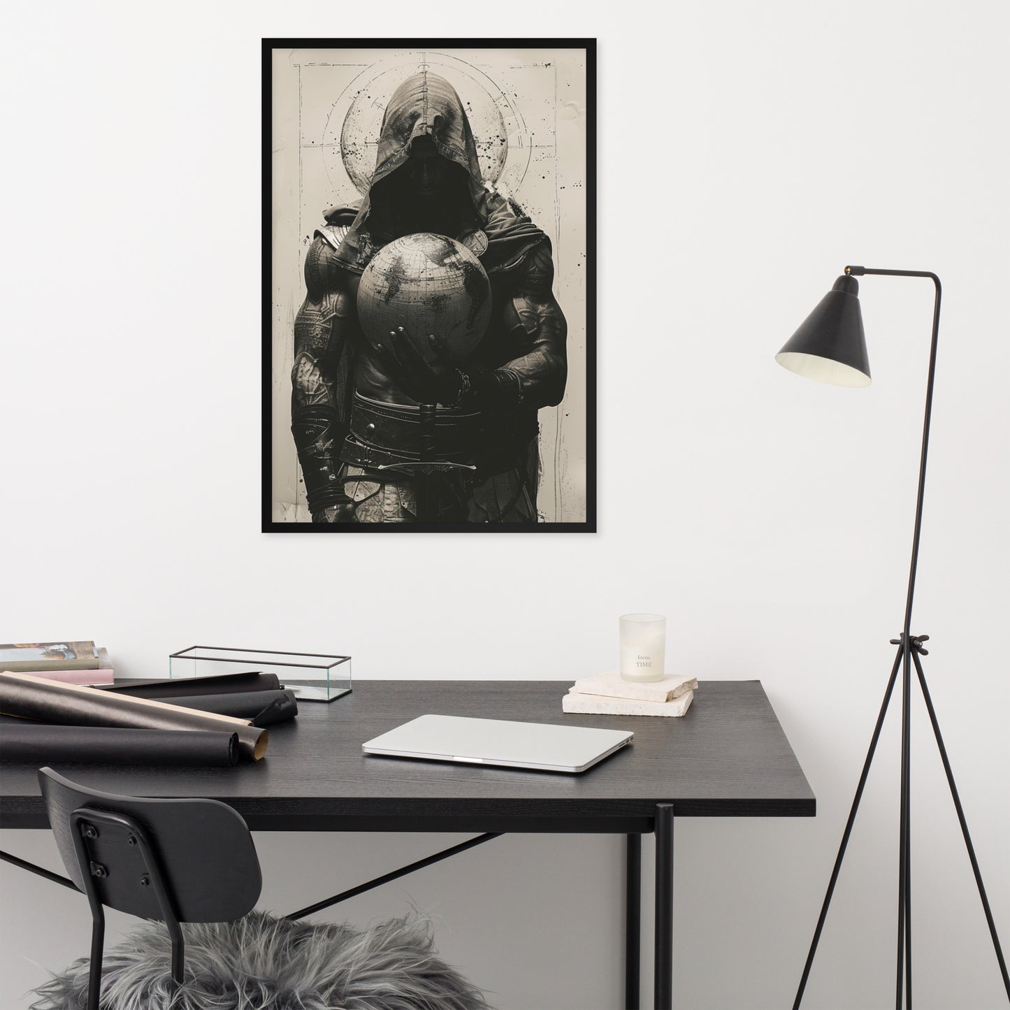 Framed poster - Ink Shadows - The World
